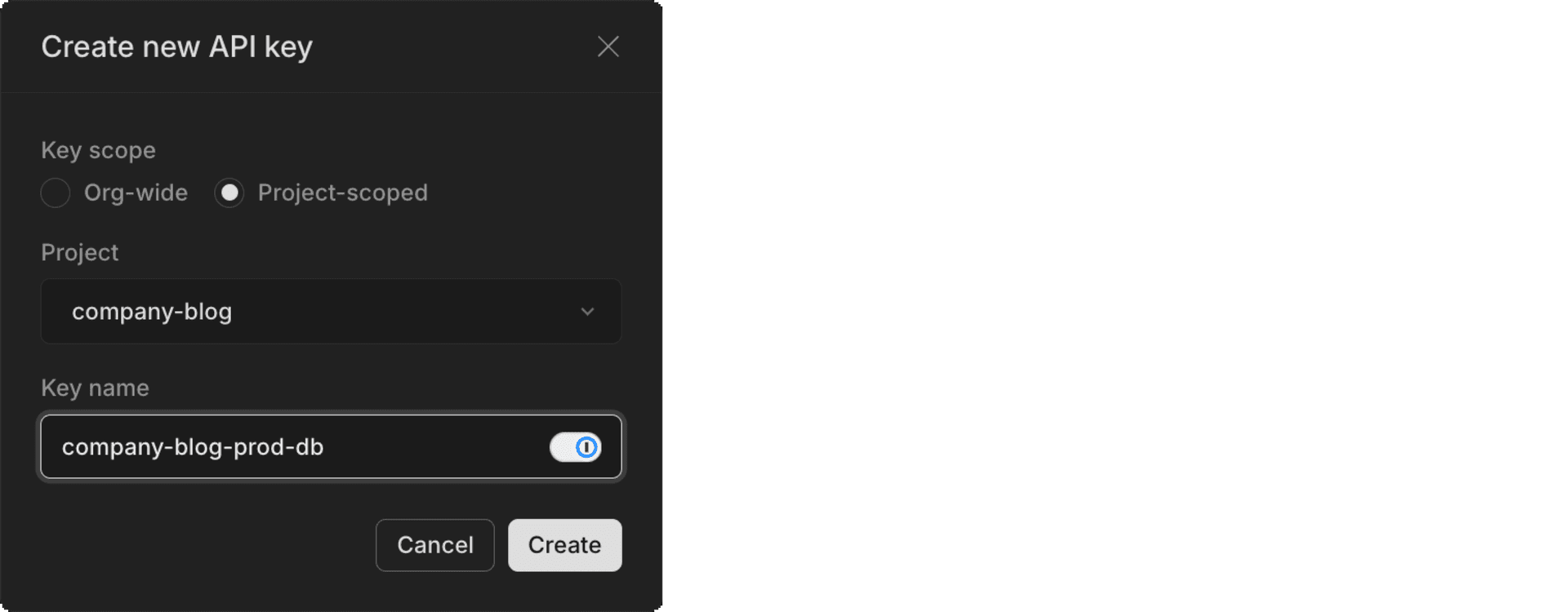 Project-scoped API keys from the Console